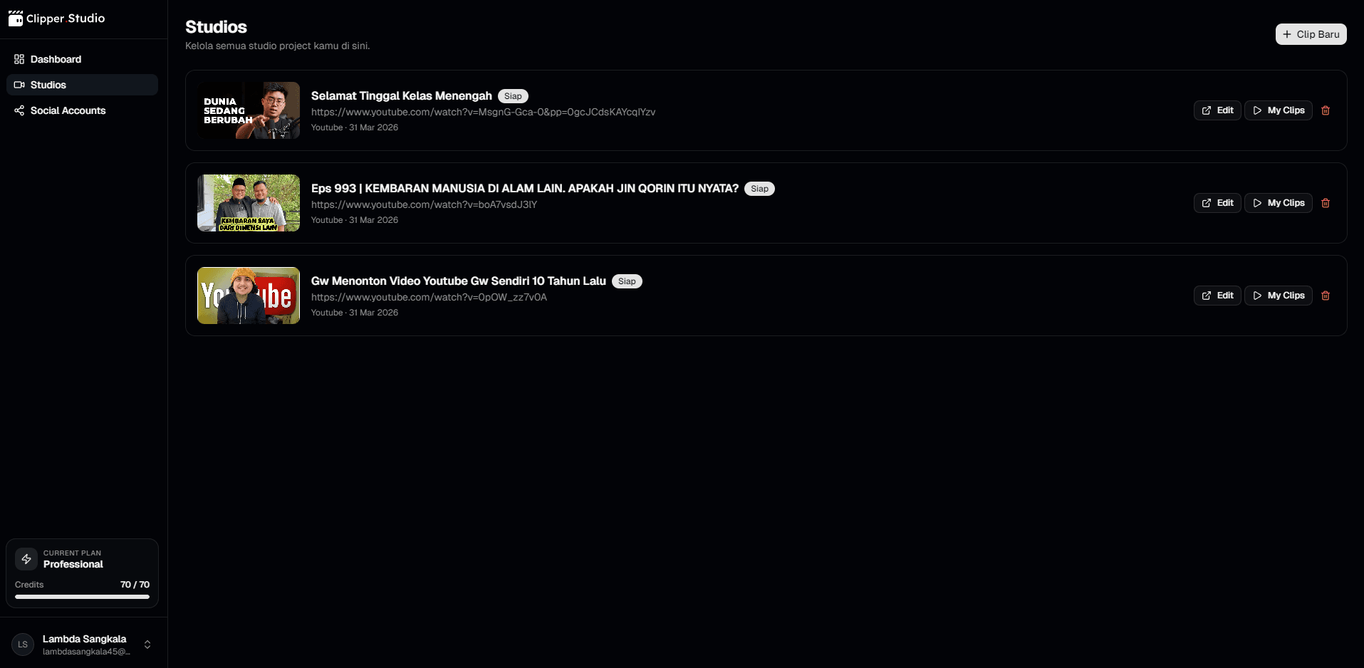 ClipperStudio — Auto Caption dengan berbagai style